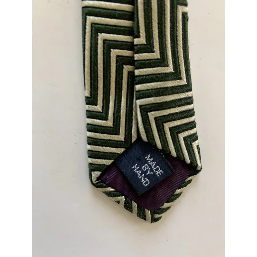 Vintage Polo Ralph Lauren Silk Tie Black/Gold Chevron Geometric USA 58